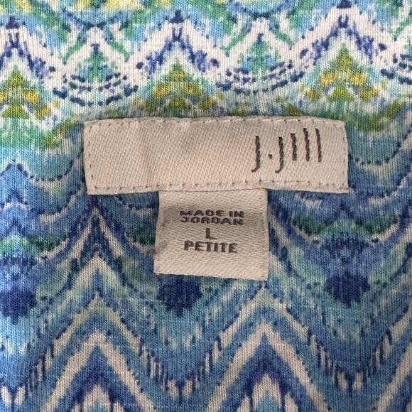 J Jill Maxi Dress Size L Petite Blue Yellow All Over Print V Neck Sleeveless - Picture 6 of 7